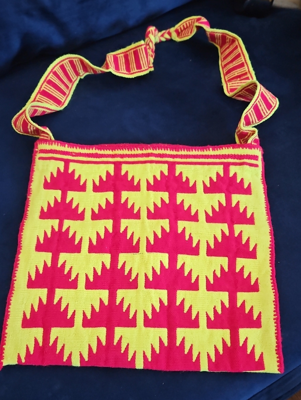 Red and Yellow Patterned Crossbody  Bag